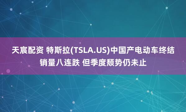 天宸配资 特斯拉(TSLA.US)中国产电动车终结销量八连跌 但季度颓势仍未止