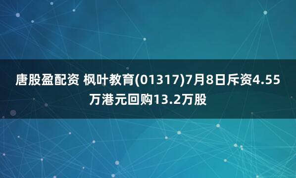唐股盈配资 枫叶教育(01317)7月8日斥资4.55万港元回购13.2万股