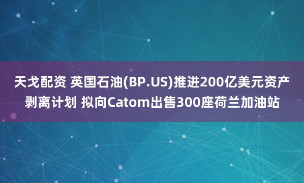 天戈配资 英国石油(BP.US)推进200亿美元资产剥离计划 拟向Catom出售300座荷兰加油站