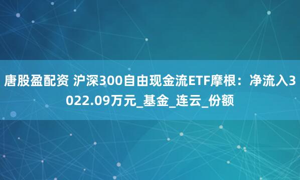 唐股盈配资 沪深300自由现金流ETF摩根：净流入3022.09万元_基金_连云_份额
